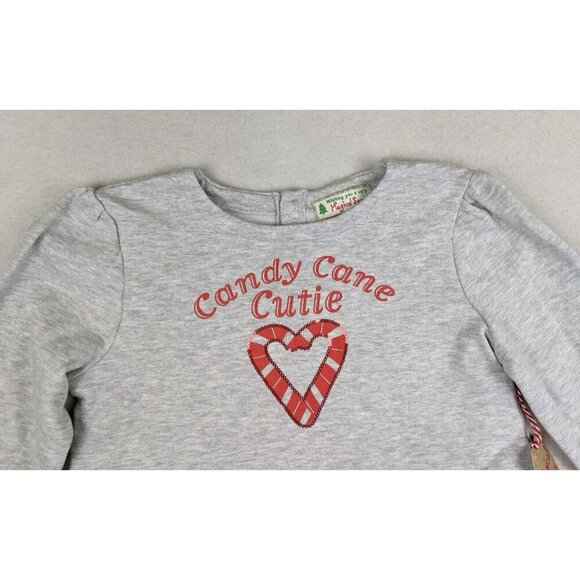 CANDY CANE CUTIE - GIRL'S GRAY CHRISTMAS DRESS - SIZE M 8/10 - Picture 4 of 7